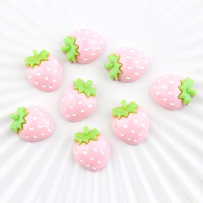 China New Europe design rose color heart strawberry shape resin cabochons with white dot for decoration for sale