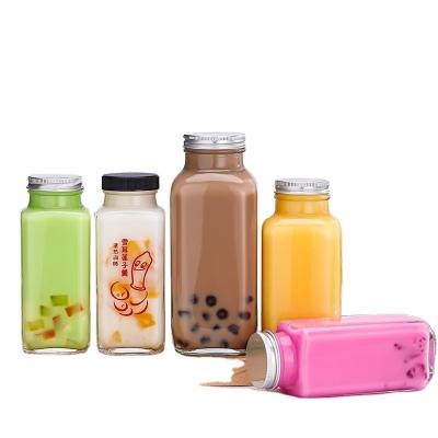 China Food Clear 350 ML Cold Brew Coffee Glass Bottles Square Juice Beverage Smoothies Bottles for sale