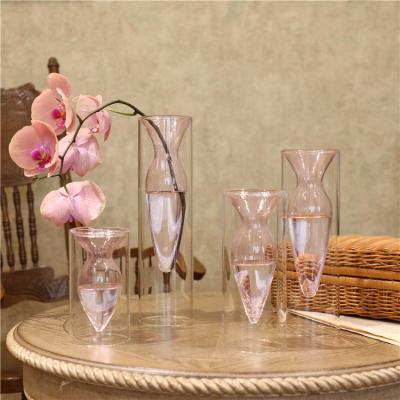 China Creative transparent galss vase flower arrangement modern simple glass vase living room decoration for sale