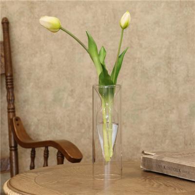 China Simple creative transparent flower arrangement modern glass vase living room decoration vase for sale