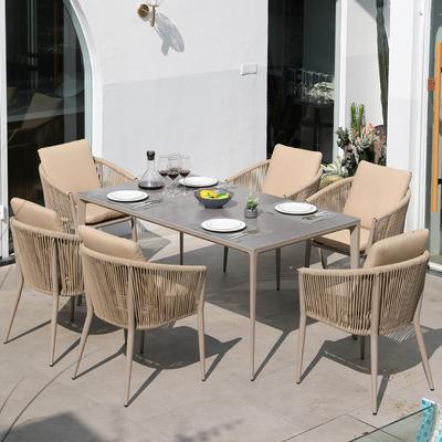 China Modern furniture garden home around 2023 NEW DESIGN set comfortable wholesale material outdoor dining table for sale