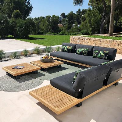 China NEW DESIGN 2023 rattan garden comfortable modern furniture material wholesale wooden outdoor sofa for sale