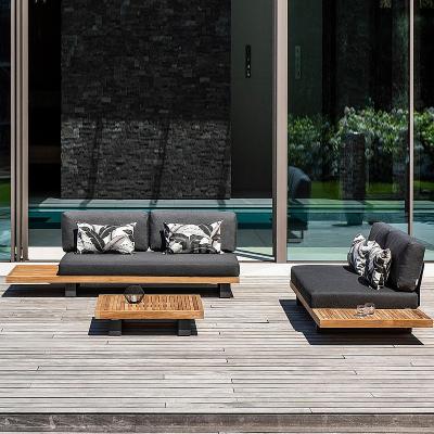 China Comfortable modern modern teak rattan round furniture luxury wholesale garden wooden outdoor sofa for sale