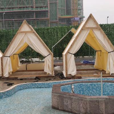 China Modern raincoat for sale party tourism hotel loft double tent outdoor wedding luxury wooden camping cheapest for sale