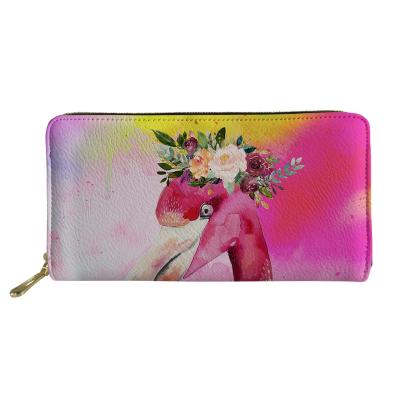 China Wholesale Waterproof Pink Hot Sales Binder Wallet Budget Wallet Gentleman's Flamingo Wallet and Key Chain Set for sale