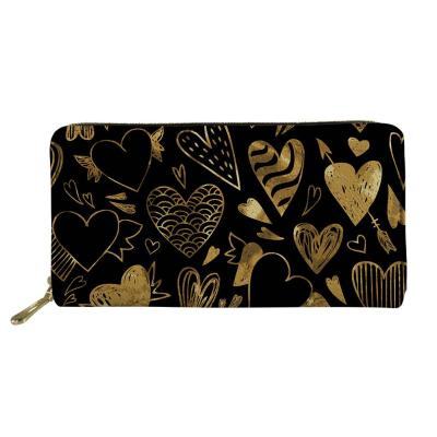 China Luxury Valentine's Day Card Holder Money Clip Fashion Zipper Coin Purse Waterproof Heart Printing Holder for sale