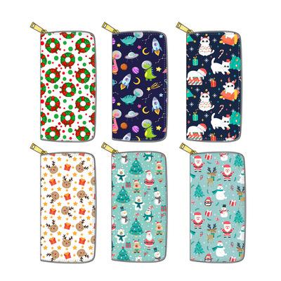 China Waterproof Long Zipper Wallet Holiday Keepsake Manufacturers Direct PU Christmas Theme Wallet for sale