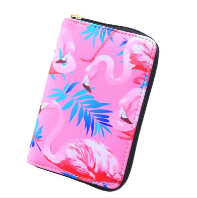 China Factory Wholesale Waterproof Flamingo Printing Slim Main Women Mini Pocket Wallet for sale