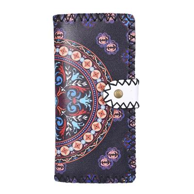 China Waterproof Ethnic Style PU Leather Wallet Women Purses With Metal Button for sale