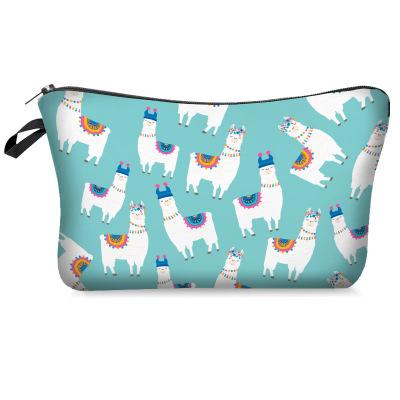 China Raincoat ; anti-oil; big capacity ; foldable; 2021 Digital Blue Animal Pattern Small Travel Bag Portable Makeup Printing Cosmetic Bags for sale