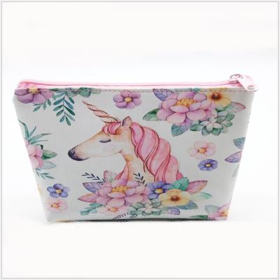 China Raincoat ; anti-oil; big capacity ; foldable; Portable White Unicorn Printing Clear Plastic Zipper Toiletry Bag Anime Makeup Bag Packaging Jewelry Bag for sale