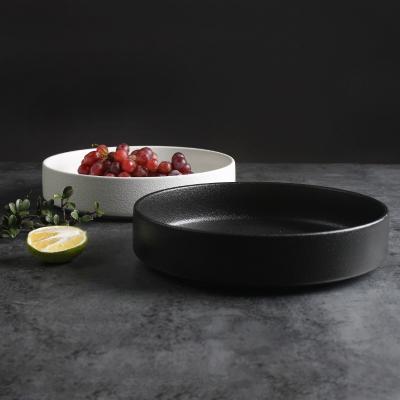 China Custom Wholesale White Black Dishes Ceramic Ring Dish Small Ceramic Deep Japanese Dish Viable Side Dish Dish for sale