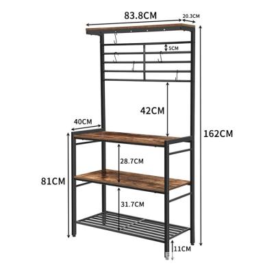 China New Kitchen Microwave Oven Shelf Kitchen Utensils Wooden Minimalist Three-Tier Storage Rack for sale