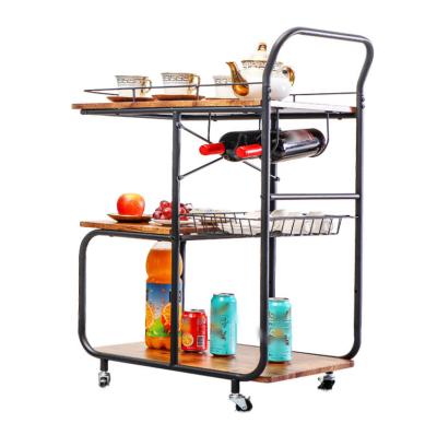 China Contemporary Portable Black Outdoor Acrylic Trolley Mobile Coffee Party Serving Drinks Wooden Bar Cart for sale