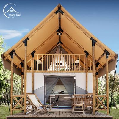 China Water proof. (DIN4102) Luxury Outdoor Fireproof Glamping Safari Tent With Wood Pole Frame For Sale for sale