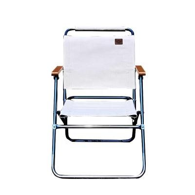 China Modern Customized Aluminum Backrest Solid Wood Frame Armrest Folding Picnic Chair for sale