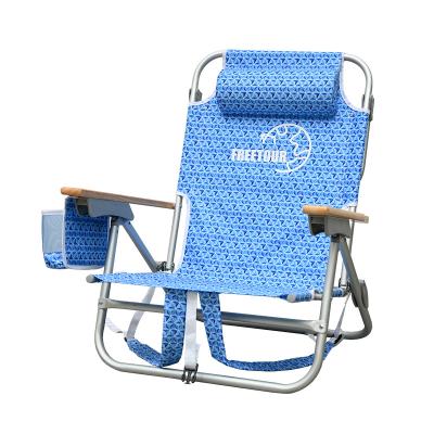 China Custom Wholesale Aluminum Folding 600D Oxford 5 Position Beach Folding Lounge Chairs Outdoor for sale