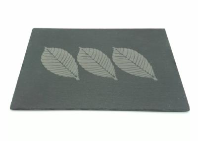 China Grave pousas-copos pretas de Placemats da ardósia 30cm x 20cm com bordas retas do logotipo à venda