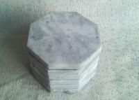 China Set 6 Solid Plain Stone Coasters Octagon Eight Sided White Color With Vein for sale