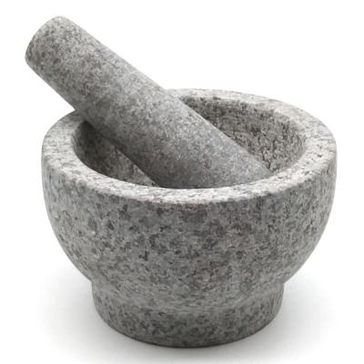 Cina Ciotola di pietra della libbra di Herb Spice Press Crusher Stone dell'insieme del mortaio e del pestello del granito in vendita