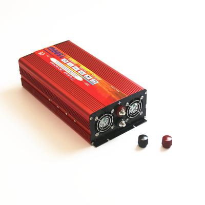 China High Power Wave Corrected Inverter With Red Housing And Dual Fans 1500 Watt Car Power Inverter 215*150*80mm for sale