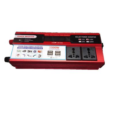 China Solar Inverter With 2 Female Cigarette Holder Universal Plugs 2 USB And LCD Inverter Modified Power Inverter 250*102*58mm 1500 Watt Sine Wave for sale