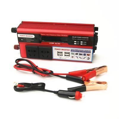 China Solar System Inverter With 2 Universal Sockets 2 USB Female Cigarette Holder And LCD Modified Sine Wave 500 Watt Inverter 180*102*58mm for sale