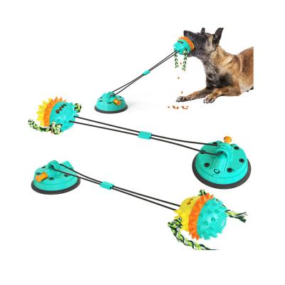 China Low Cost Pet Cat Dog Molar Bite Toy Dog Tennis Vacuum Suction Cup Rope Ball For Sale for sale