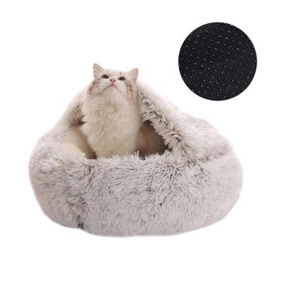 China Viable Crystal Viable Partially Enclosed Thermal Cat Pet Bed Pet Sofa Bed Round Plush Fleece for sale