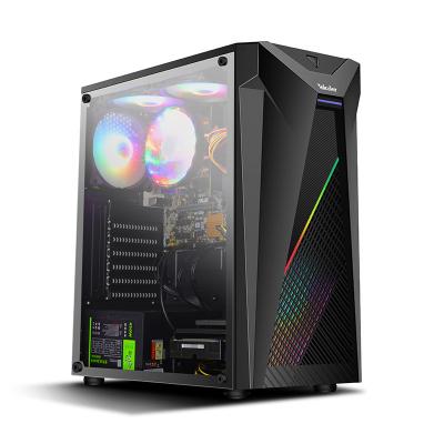 China Large Computer Desk Case RGB Side Transparent Desktop Chassis For ATX Motherboard USB 3.0 Gaming PC Case for sale