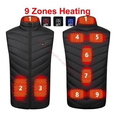 China Anti-Wrinkle Men Women Winter Heated 9 Zones Heating Pad Multi-Zone Smart Thermal USB Rechargeable Electric Jackets Heated Vest For Hunting for sale