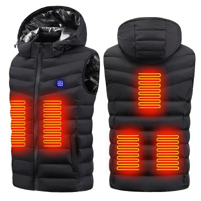 China Anti-Wrinkle XXXL Winter 5 Heating Surfaces Men Women Sleveless USB Fishing Men Women Smart Electric Heated Vest With Hood for sale