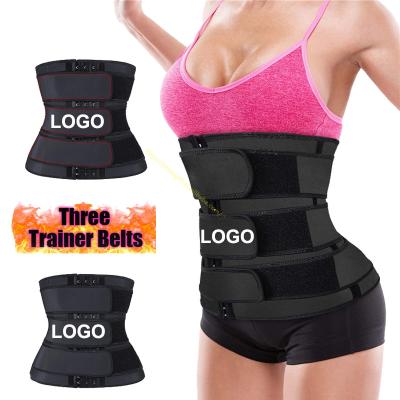 China 3 Straps Neoprene Sauna Sweat Belt Body Shaper Corset Waist Trainer For Women Breathable High Quality Custom Fitness Sports Best for sale