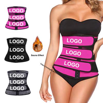 China Wholesale Breathable Private Label Custom Logo 9 Steel Bones Plus Size Women Body Shaper 3 Strap Slimming Belt Corset Neoprene Waist Trainer for sale