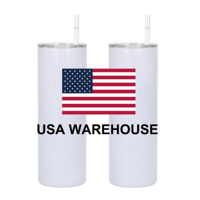 China Viable USA Warehouse 20oz 20oz Slim Lean Upright White Empty Tumbler With Free Shipping 20oz Double Wall Stainless Steel Sublimation Tumbler for sale