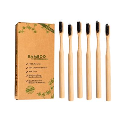 China 6 Pack Reusable Eco-friendly Biodegradable Adult Soft Bristle Bamboo Toothbrush for sale