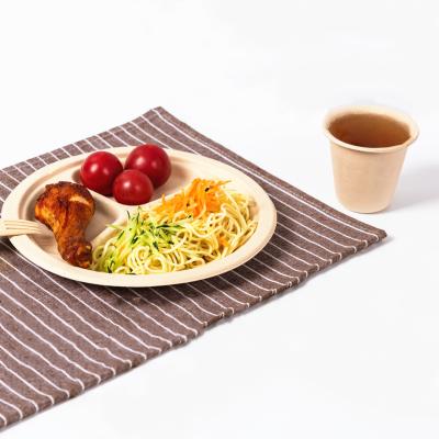 China Microwave 100% Bamboo Fiber Disposable Dining Dishes And Cups Tableware for sale