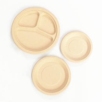 China Microwave Party Supplies Wholesale Disposable Dinner Plate Set Bamboo Fiber for sale