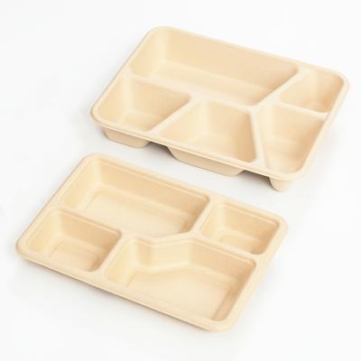 China Microwave And Freezer Eco Safe Bamboo Fiber Disposable School Lunch Tray for sale