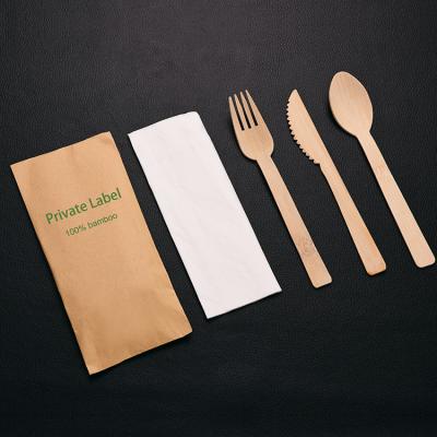 China Wholesale Disposable Cutlery Set 100% Eco Friendly Paper Biodegradable Reusable Natural Bamboo Flatware for sale