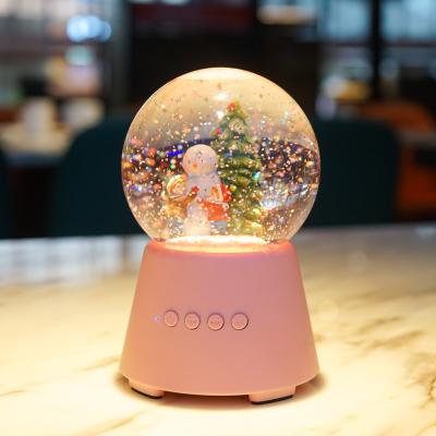 China Mini Best Christmas Gift DIY 3D Water Indoor Globe Wireless BT Speaker with Colorful LED Lamp for sale