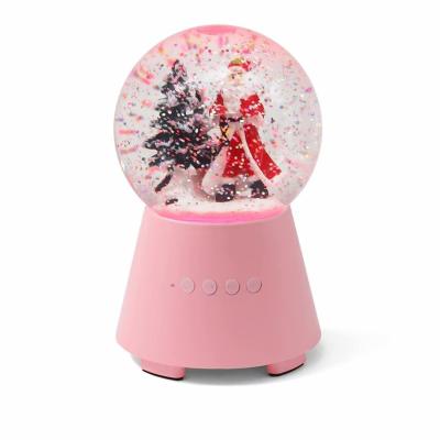 China Mini Christmas Snow Globe Santa and Snowman Musical Globe MP3 Player Wireless Water Speaker for sale