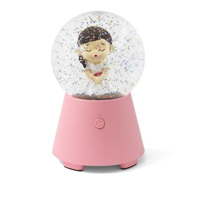 China No Blowing Snow Christmas Gift Idea LED Light Crystal Ball Music Box Snow Globe Music Princess Girl Birthday Gift for sale