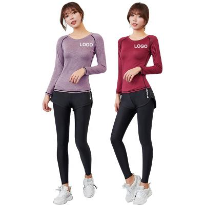 China New Design Breathable Fitness Wear Yoga Set Clothing Women's Seamless Long Sleeve Yoga Sets for sale