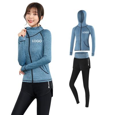 China 2021 Breathable Women Long Sleeve Tracksuit Casual Sweatsuit Zipper Hoodie Jacket Set Yoga Sport Two Piece Sets for sale