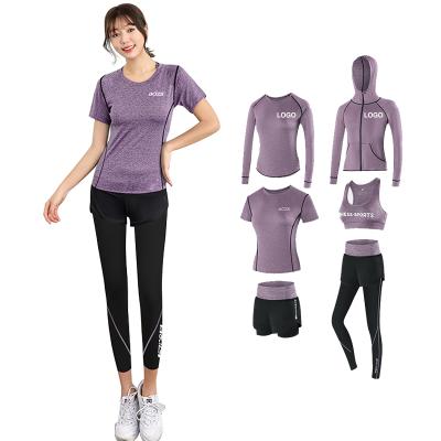 China Breathable Multiple Collocations Women 6 Pieces Sport Set With Jacket And Bra Exercise Yoga Equipments Set for sale