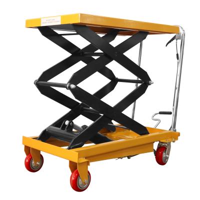 China Goods Lift Hydraulic Lift 150kg 350kg 500kg 1000kg Large Up Table Manual Lift Table Trolley Lift Table for sale