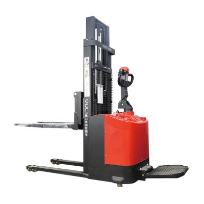 China High Performance Hydraulic Forward Reach Stand Standing On Drive Full Electric Stacker for sale