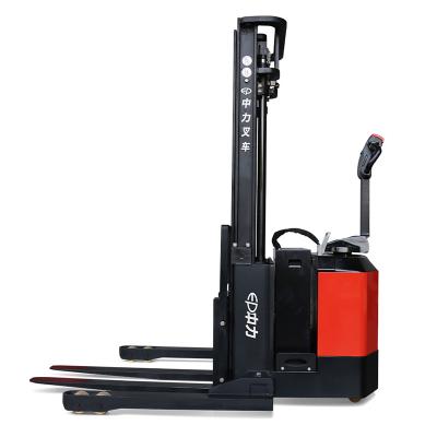 China Hotels 1.4ton 1.8ton Straddle Pallet Stacker Electric Stacker With Wide Leg for sale