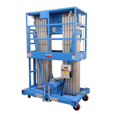 China Aerial Work AC 6M 8M 10m 12M 14M or Double Mast Platform Battery Lift Vertical Mast Lift Mobile Aerial Work Platform with Bucket for sale